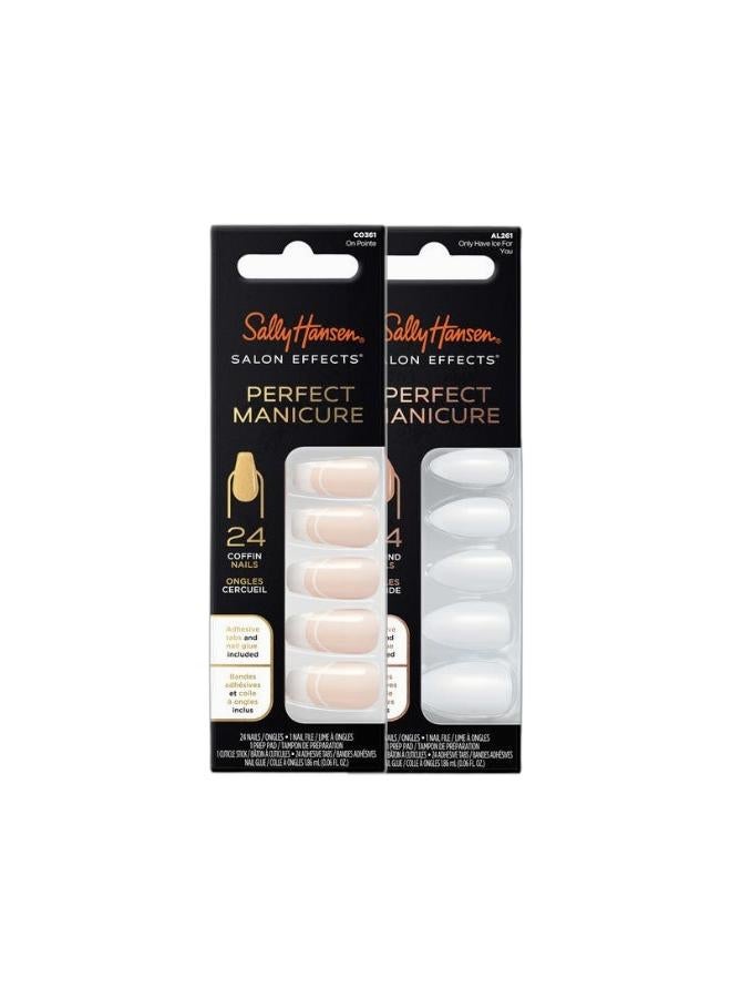 Sally Hansen Salon Effects Perfect Manicure Press on Nails on Pointe & Salon Effects Perfect Manicure Press on Nails Only Have Ice for You Bundle - Image 1